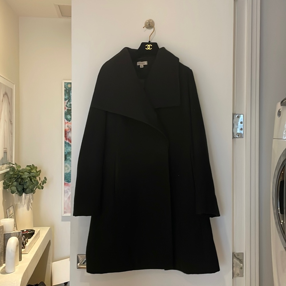 Barneys New York Private Label, Black Wrap Coat, Size L